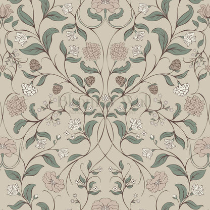 Ivara Botanical Filigree Lace Taupe Forest Wallpaper