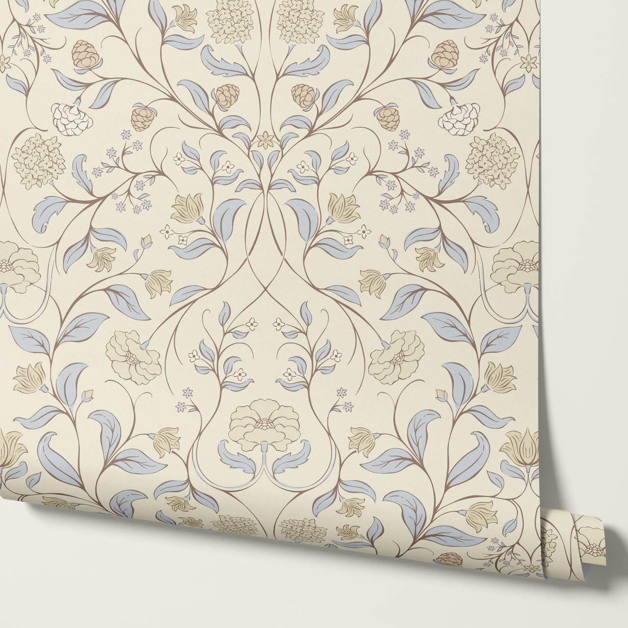 Ivara Botanical Filigree Lace Sky Butter Wallpaper