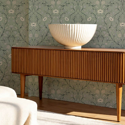 Ivara Botanical Filigree Lace Sage Cream Wallpaper