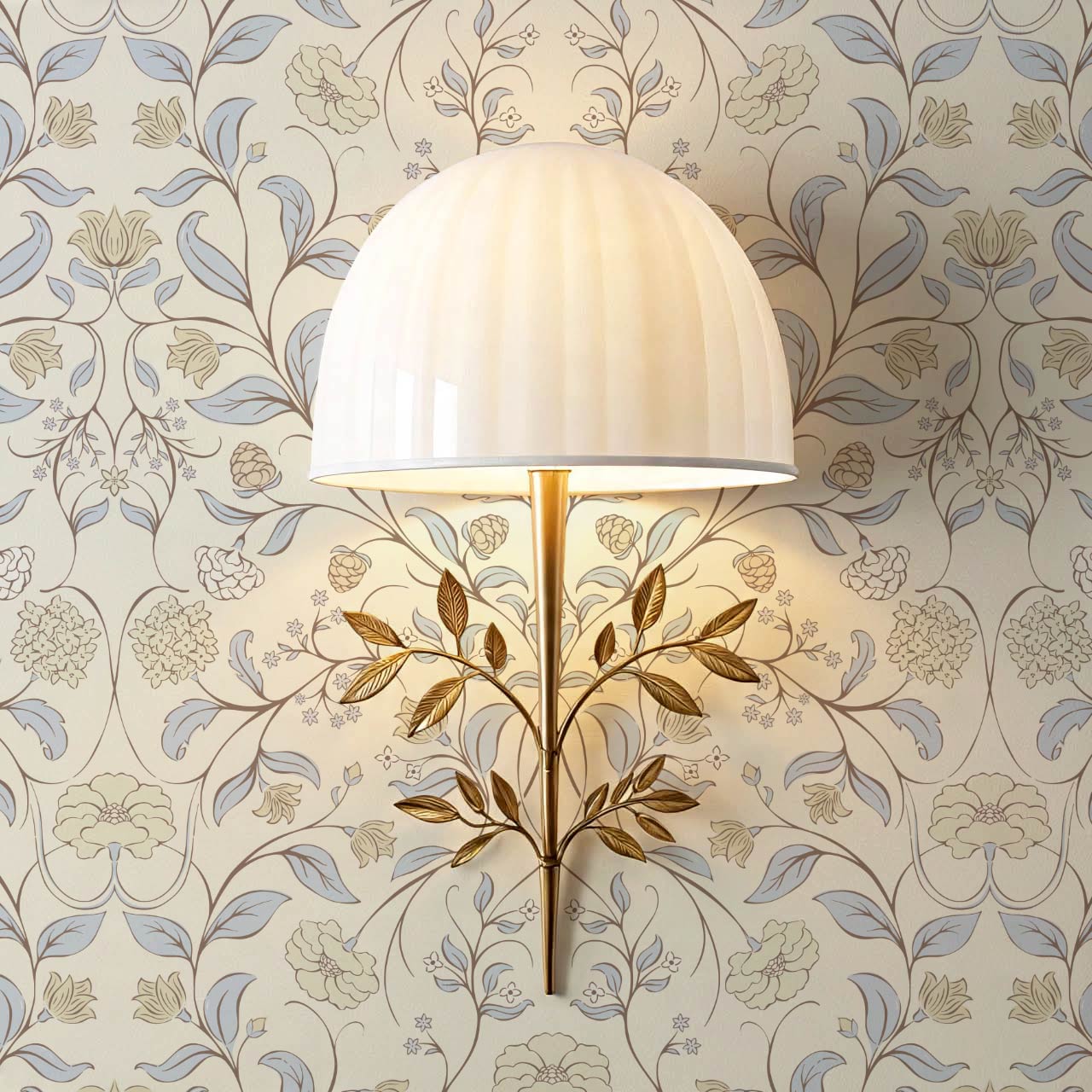 Ivara Botanical Filigree Lace Sky Butter Wallpaper