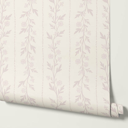 Ivi Trailing Stripes Cream Soft Blush Wallpaper