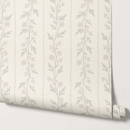 Ivi Trailing Stripes Pale Olive Cream Wallpaper