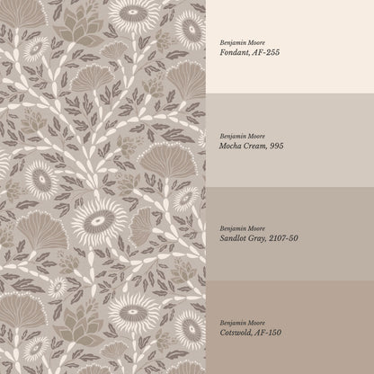 Ivy Seaweed Pebble Wallpaper