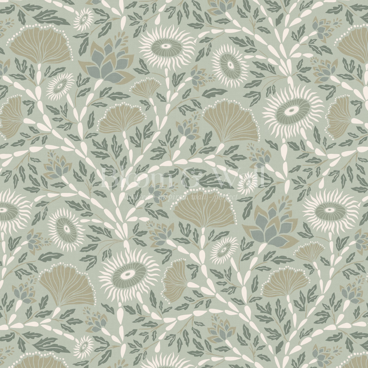 Ivy Seaweed Seafoam Wallpaper