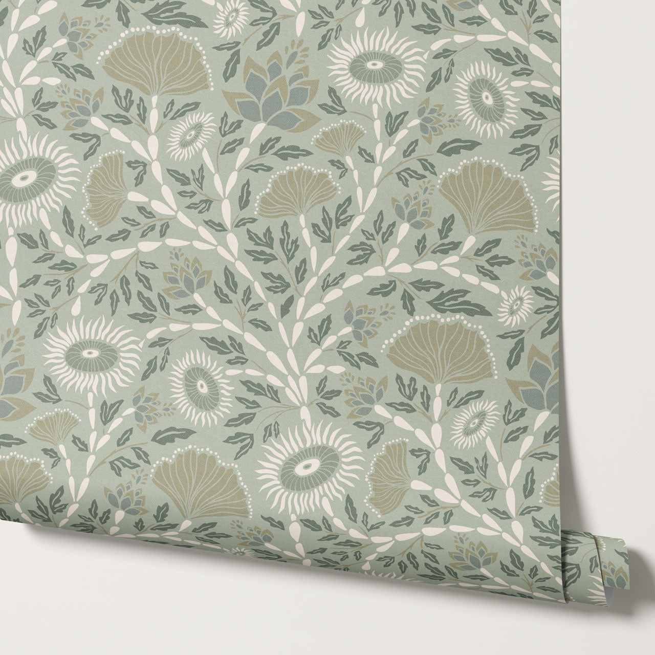 Ivy Seaweed Seafoam Wallpaper