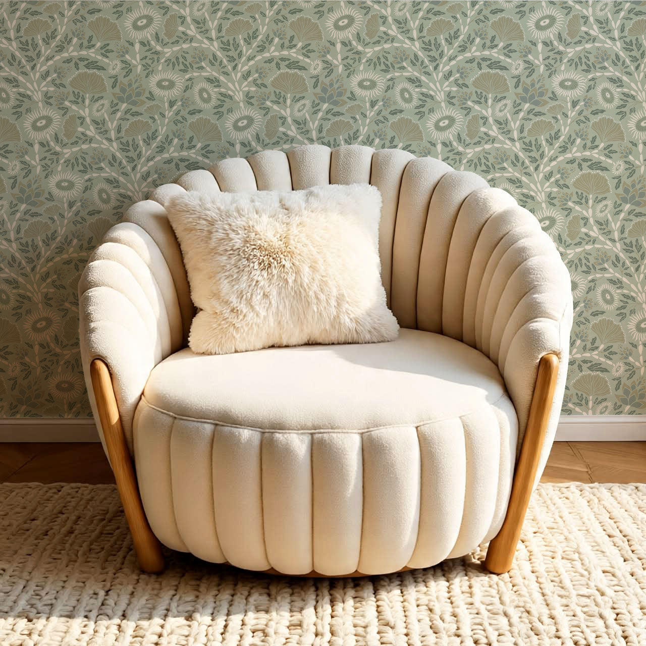 Ivy Seaweed Seafoam Wallpaper