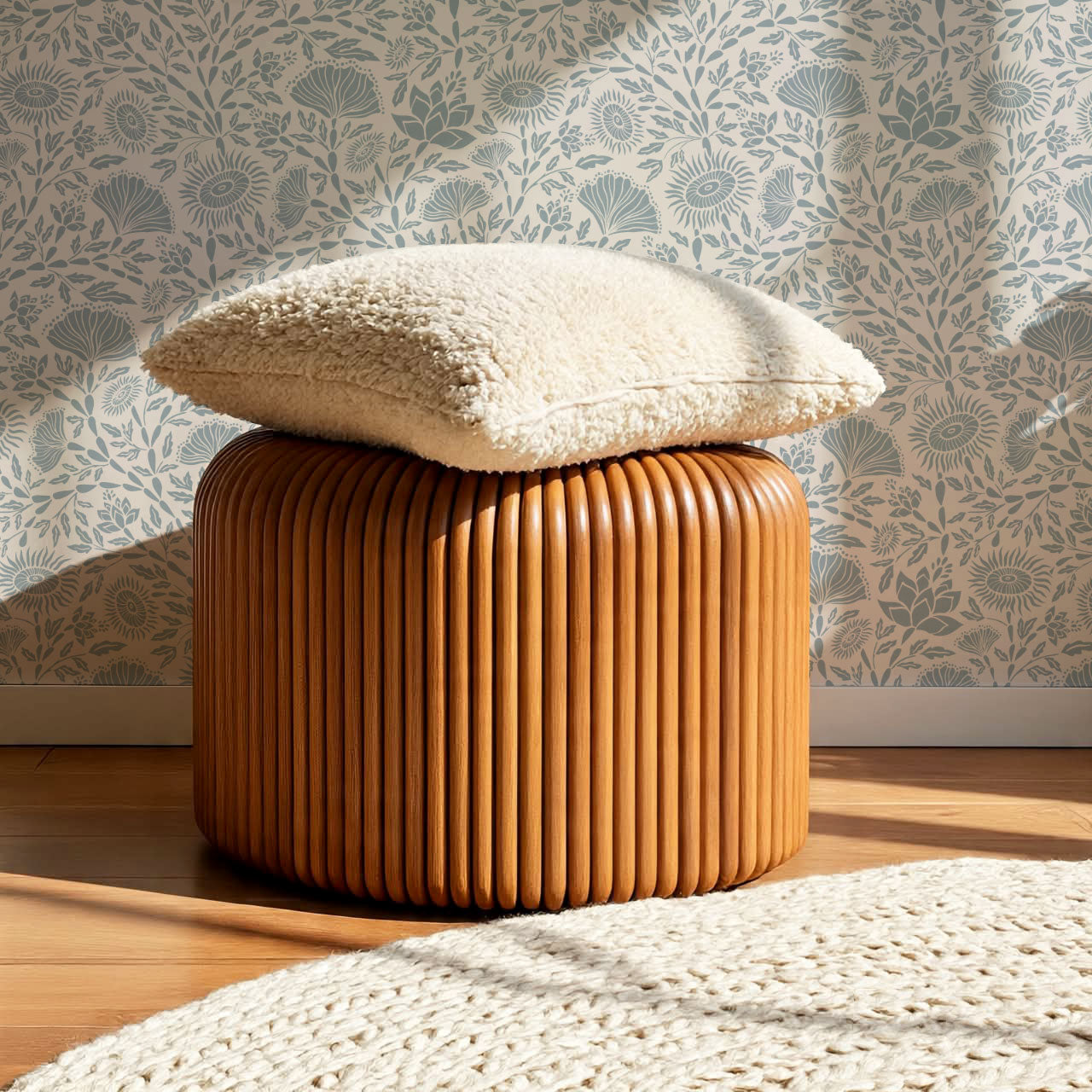 Ivy Seaweed Denim Wallpaper