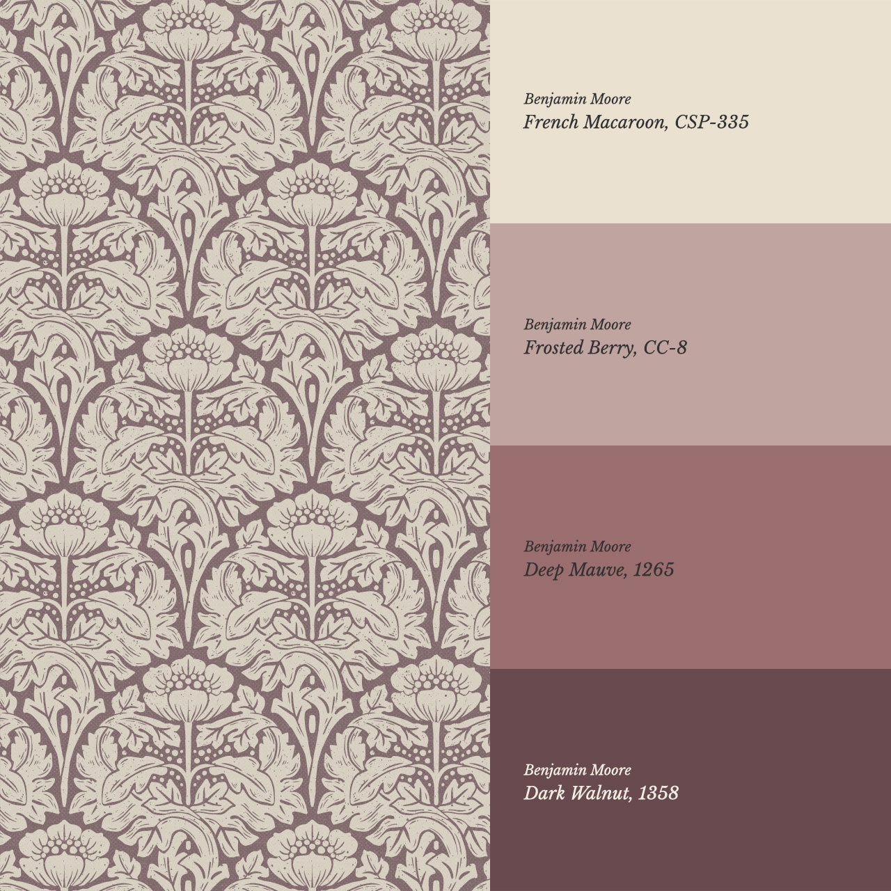 Jane Acantus Leaf Damask Plum Haze Wallpaper