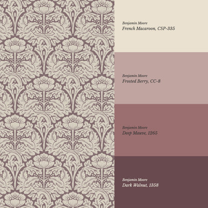 Jane Acantus Leaf Damask Plum Haze Wallpaper