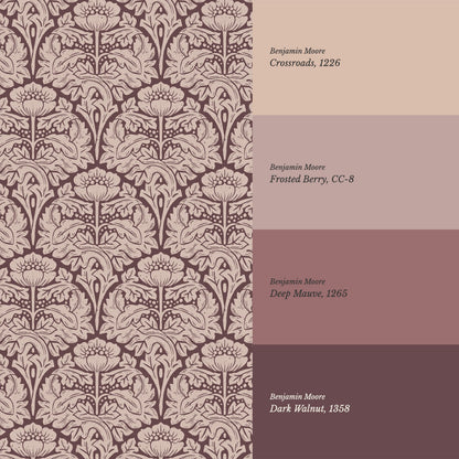 Jane Acantus Leaf Damask Maroon Wallpaper