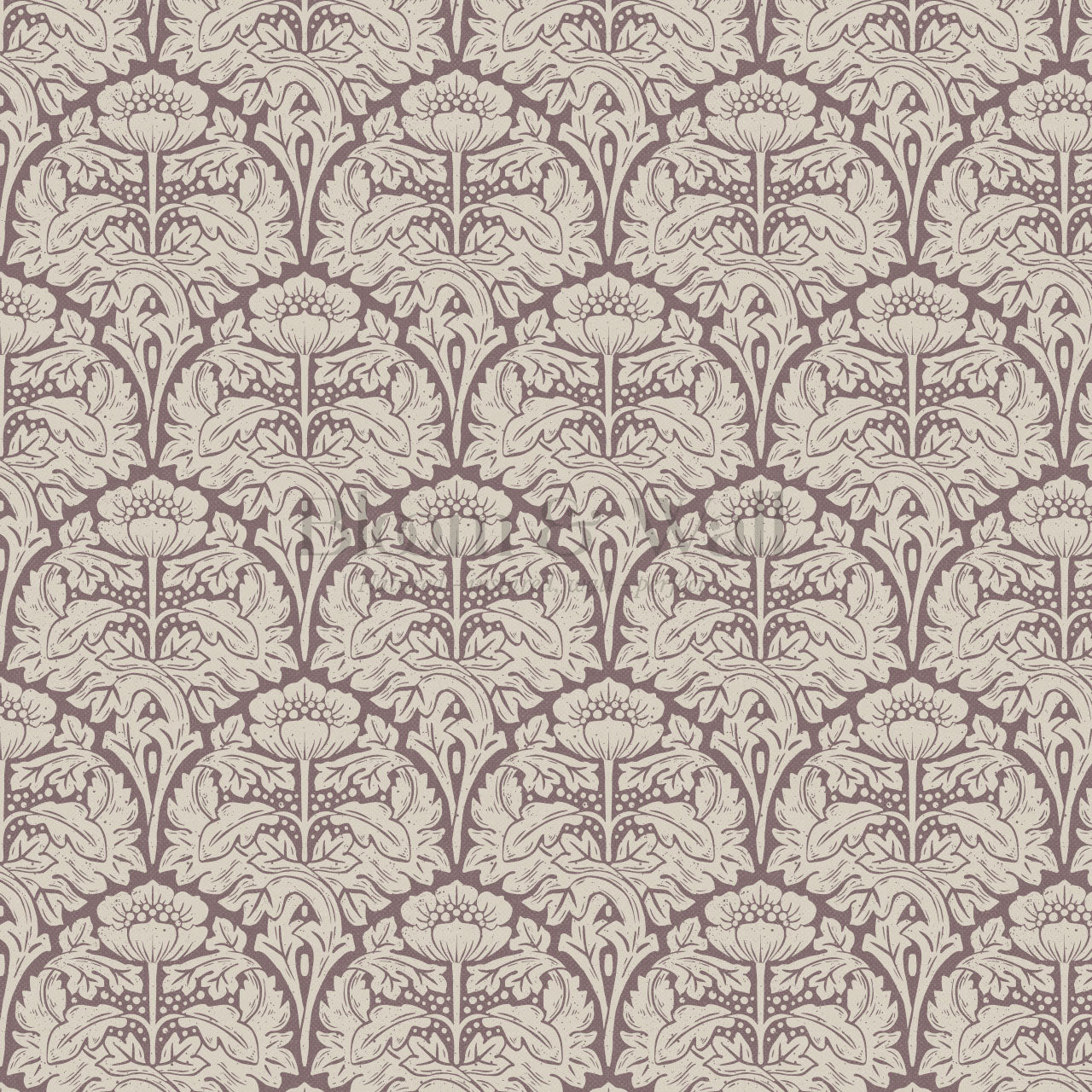 Jane Acantus Leaf Damask Plum Haze Wallpaper
