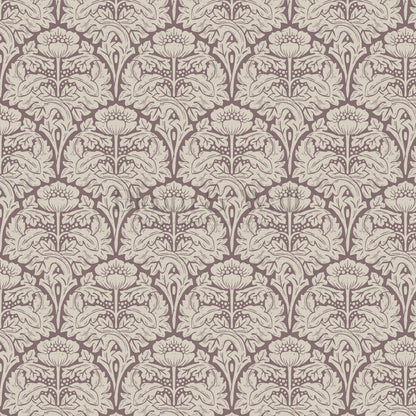 Jane Acantus Leaf Damask Plum Haze Wallpaper