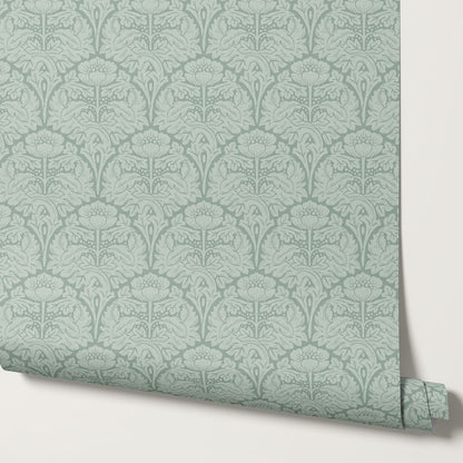 Jane Acantus Leaf Damask Sage Wallpaper