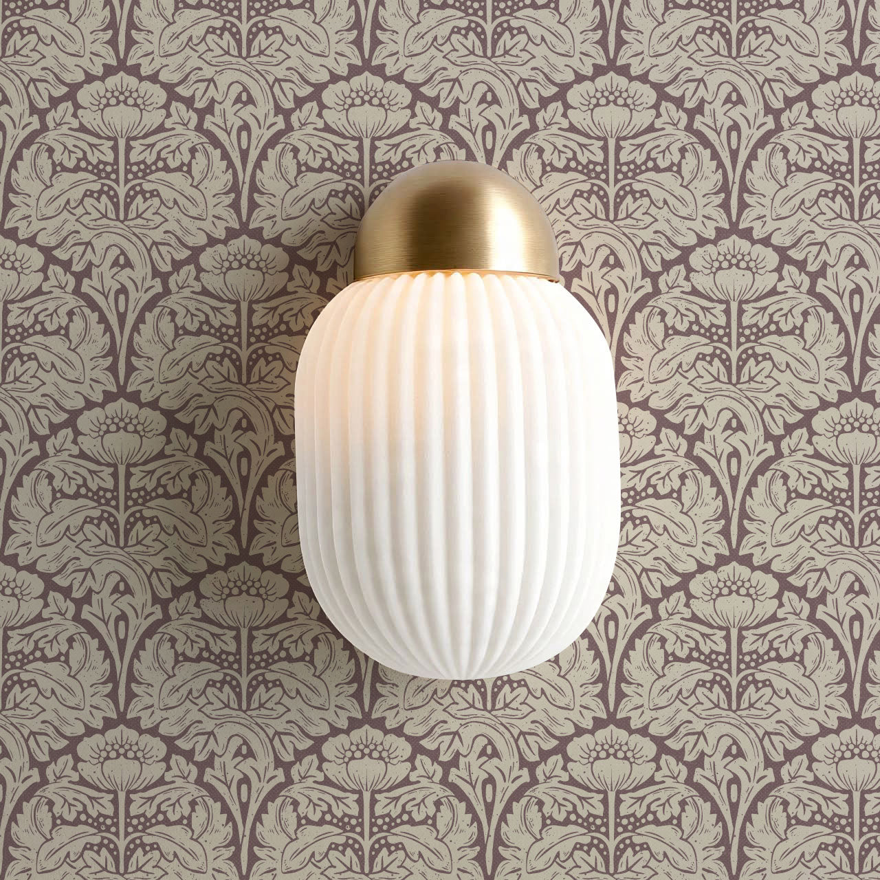 Jane Acantus Leaf Damask Plum Haze Wallpaper