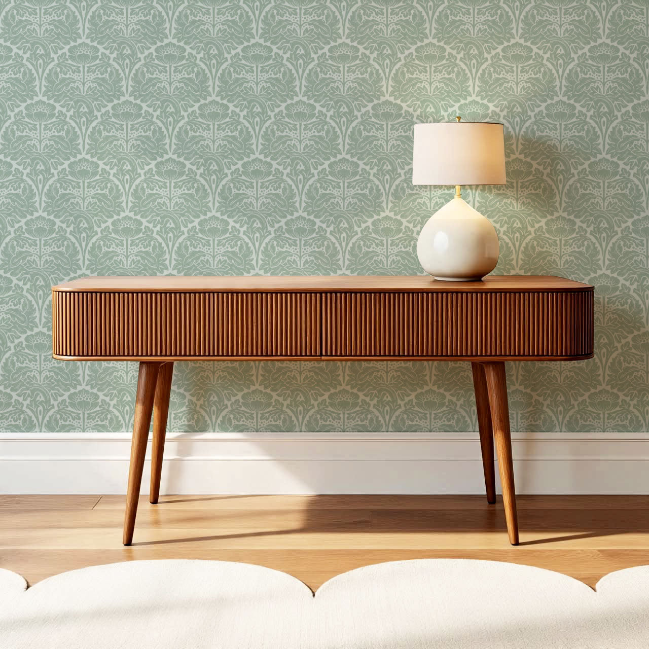 Jane Acantus Leaf Damask Forest Wallpaper