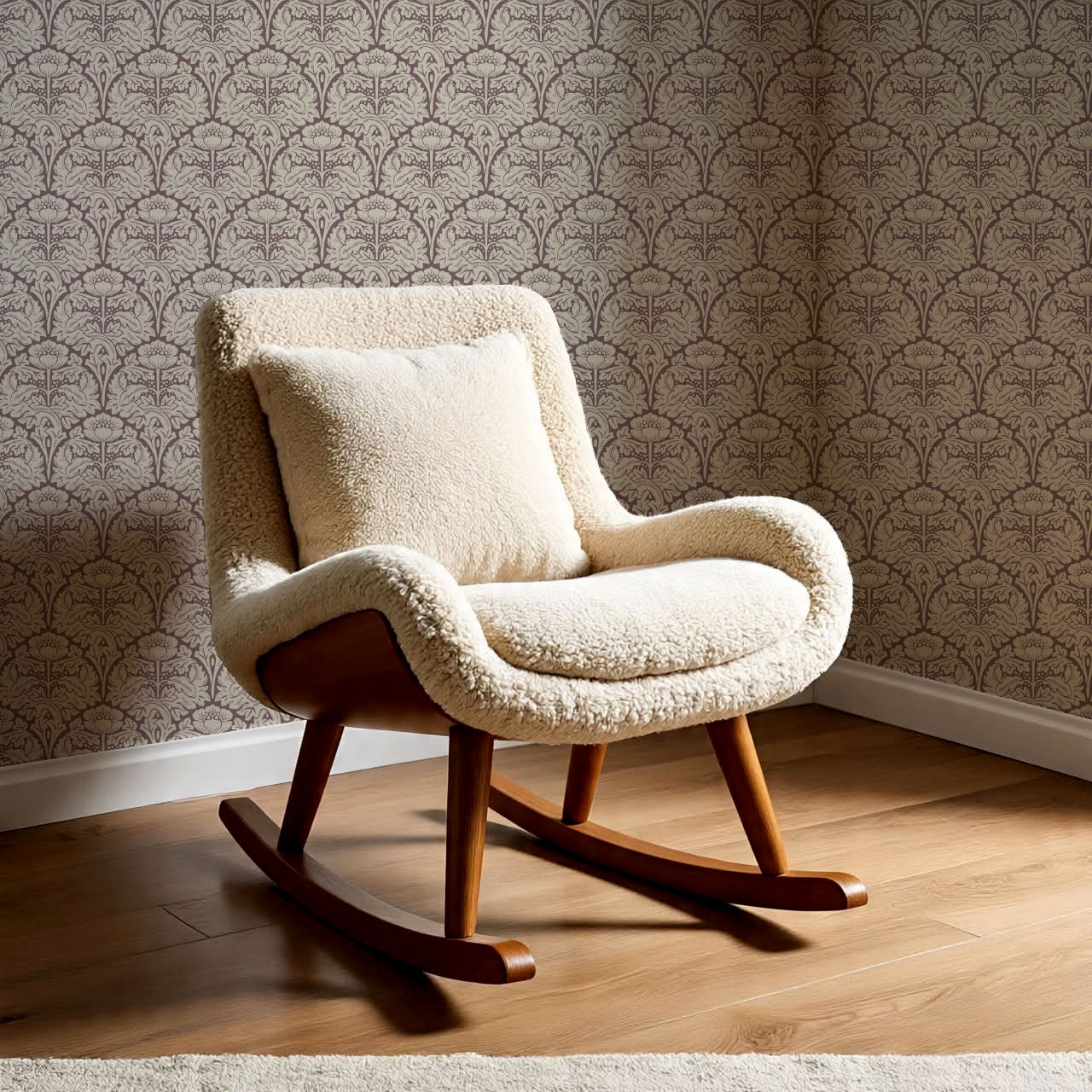 Jane Acantus Leaf Damask Plum Haze Wallpaper