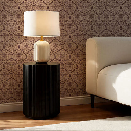 Jane Acantus Leaf Damask Maroon Wallpaper