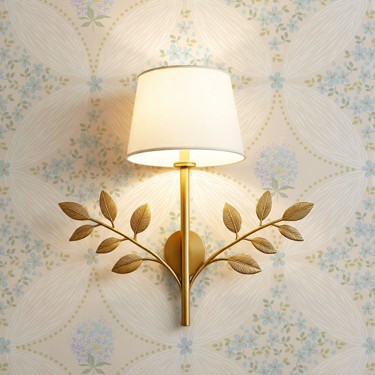 Jade Dandelions & Ditsies Cream Blue Wallpaper