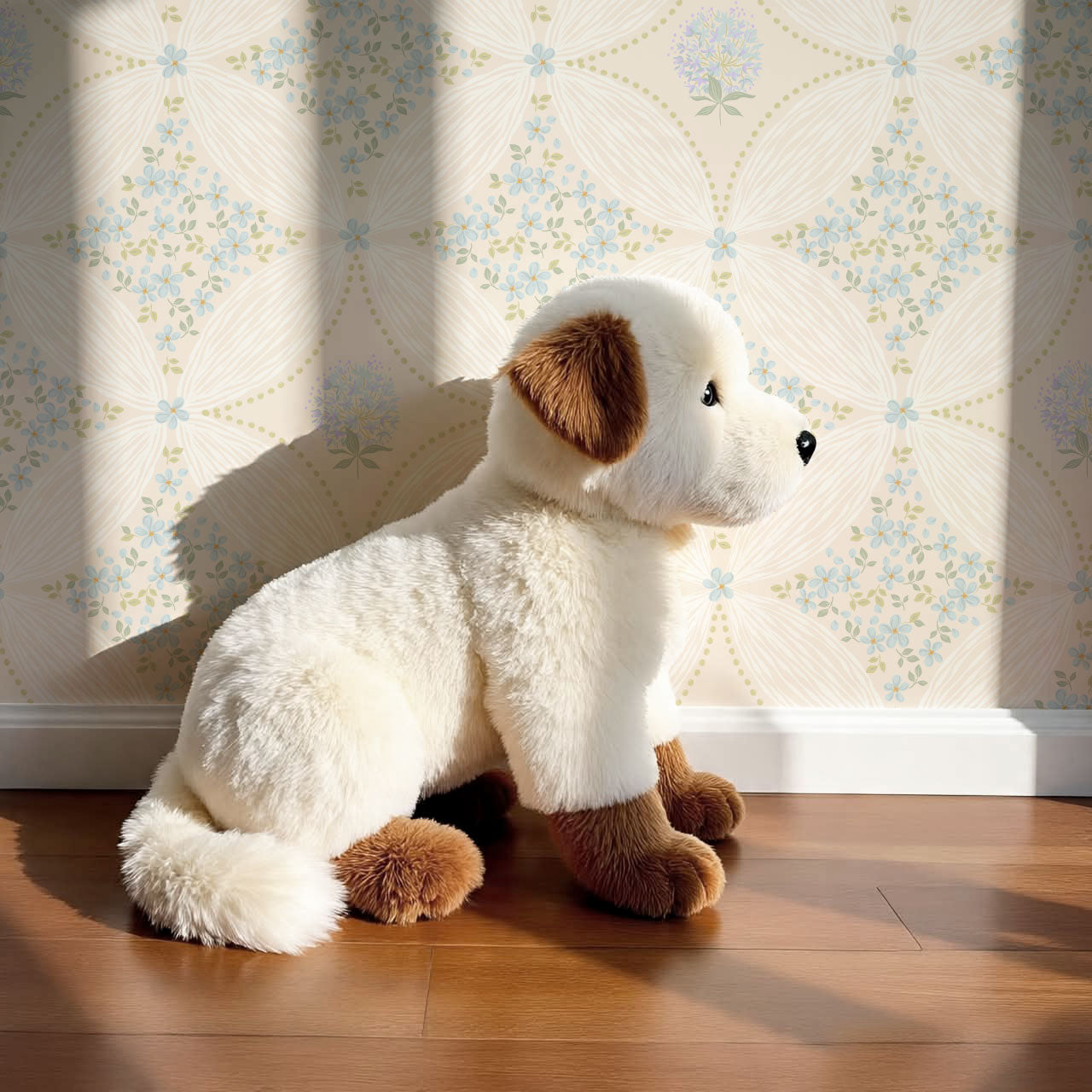 Jade Dandelions & Ditsies Cream Blue Wallpaper