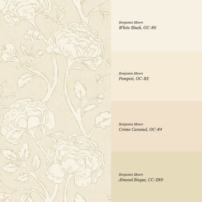 Janvier Peony Chinoiserie Neutral Beige Wallpaper