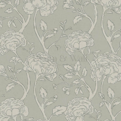 Janvier Peony Chinoiserie Sage Stone Wallpaper