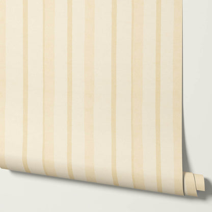 Jara Layered Wobbly Vertical Stripe Pastel Yellow Wallpaper