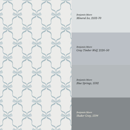 Jasmine Charming Bows Blue Wallpaper