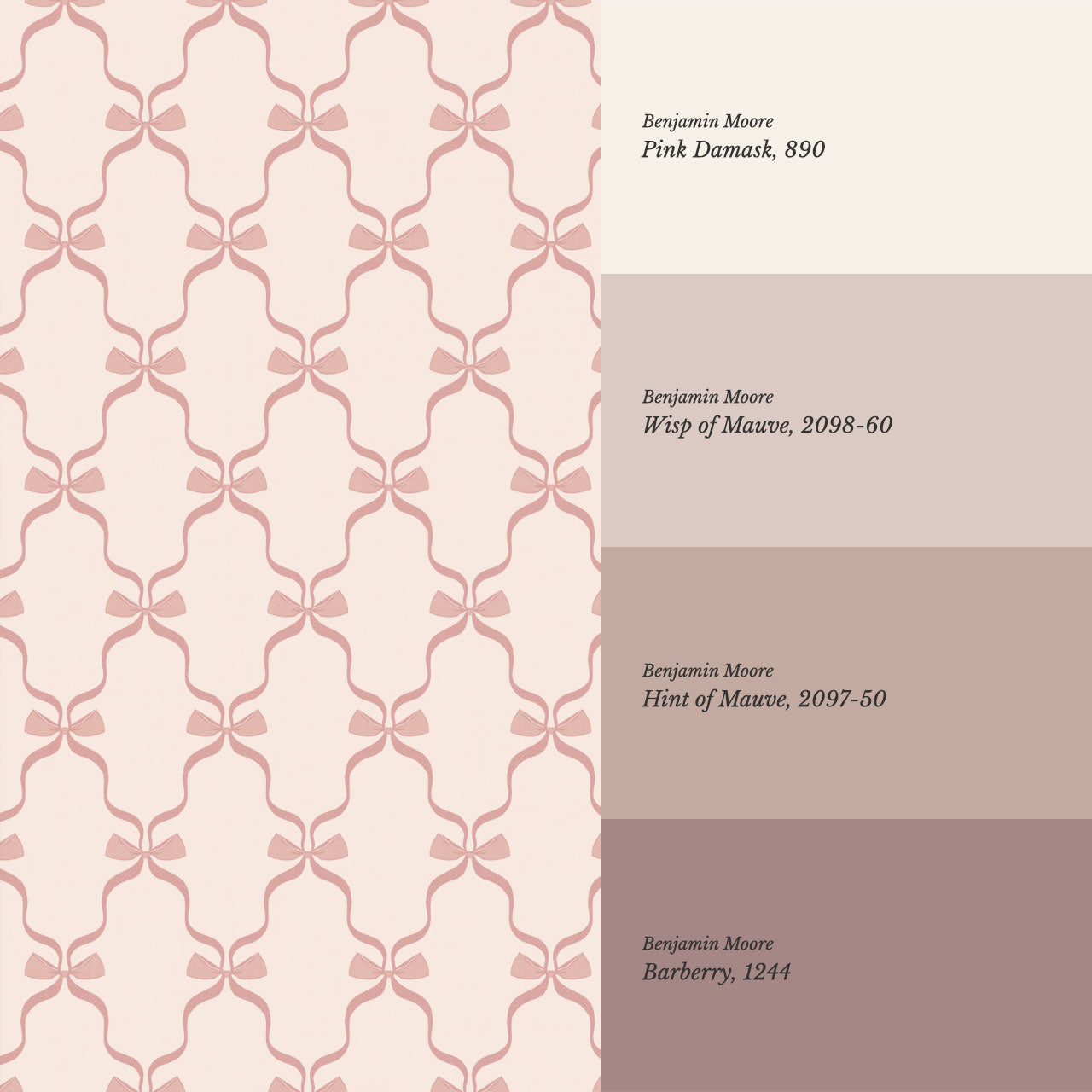 Jasmine Charming Bows Mauve Wallpaper