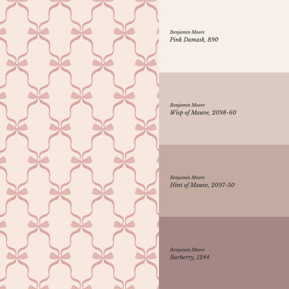Jasmine Charming Bows Mauve Wallpaper