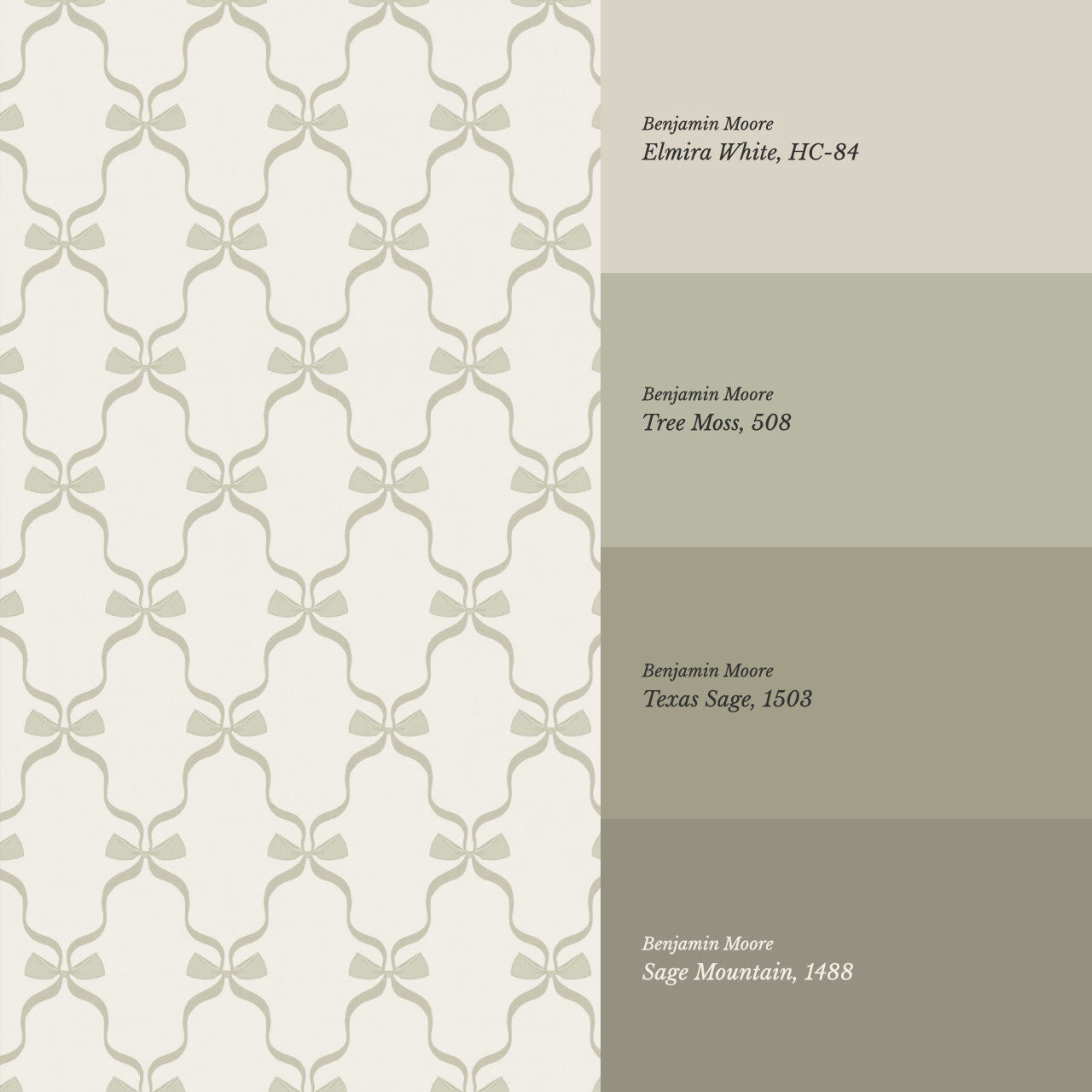 Jasmine Charming Bows Sage Wallpaper