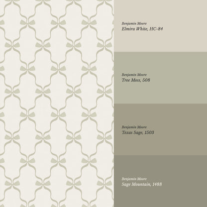 Jasmine Charming Bows Sage Wallpaper