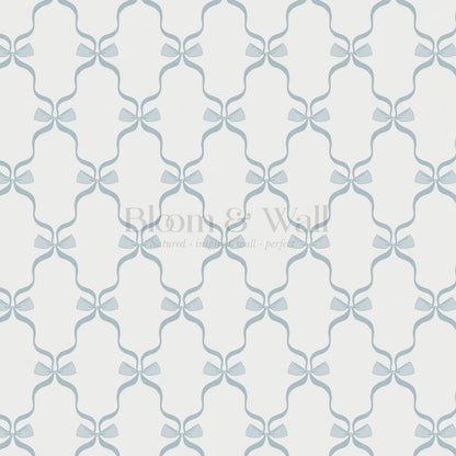 Jasmine Charming Bows Blue Wallpaper