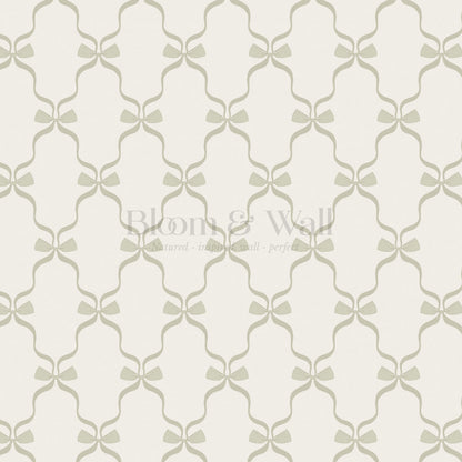 Jasmine Charming Bows Sage Wallpaper