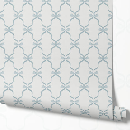 Jasmine Charming Bows Blue Wallpaper