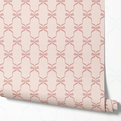 Jasmine Charming Bows Mauve Wallpaper