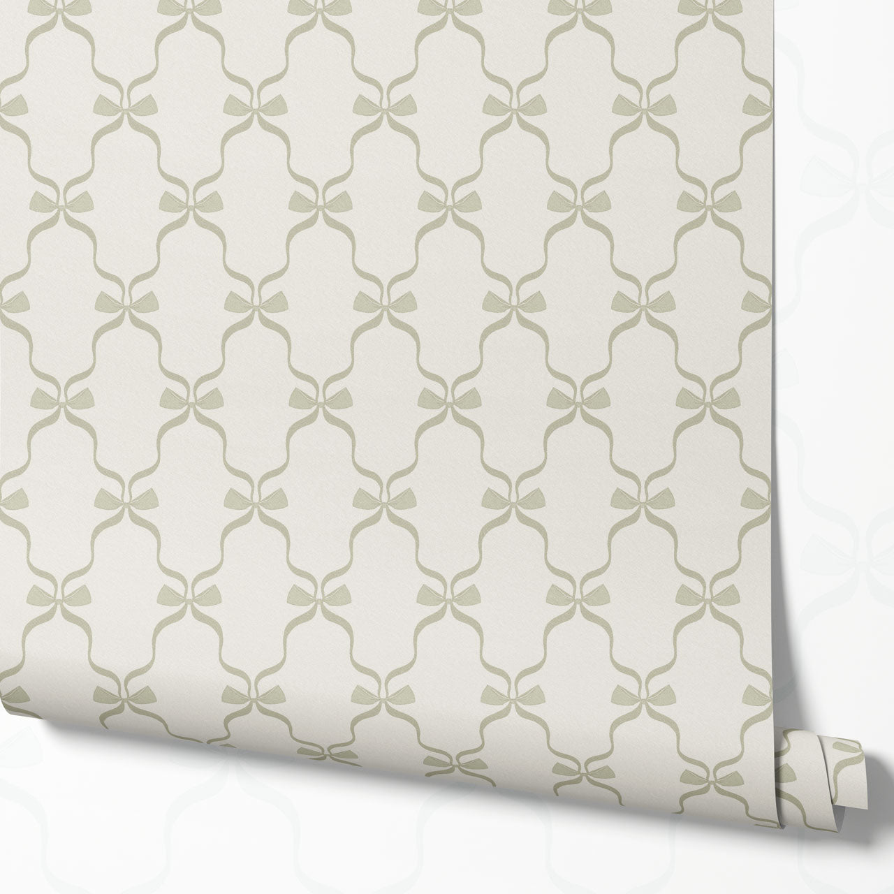 Jasmine Charming Bows Sage Wallpaper