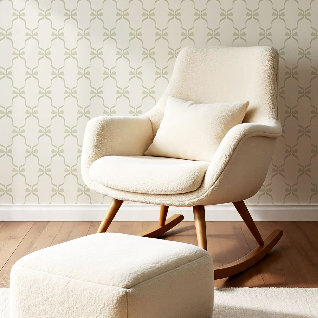 Jasmine Charming Bows Sage Wallpaper