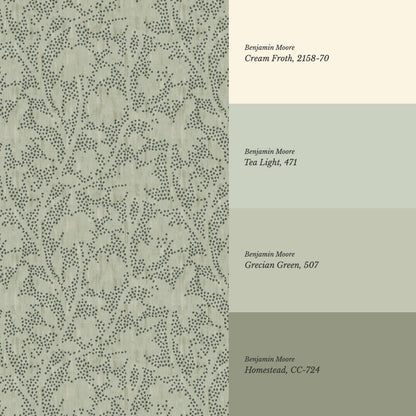 Jazmin Dotted Florals Green Wallpaper