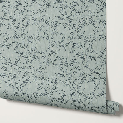 Jazmin Dotted Florals Dove Gray Wallpaper
