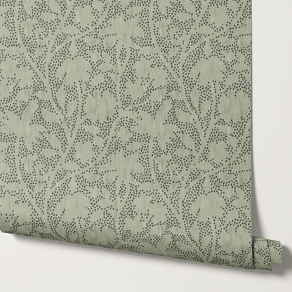 Jazmin Dotted Florals Green Wallpaper