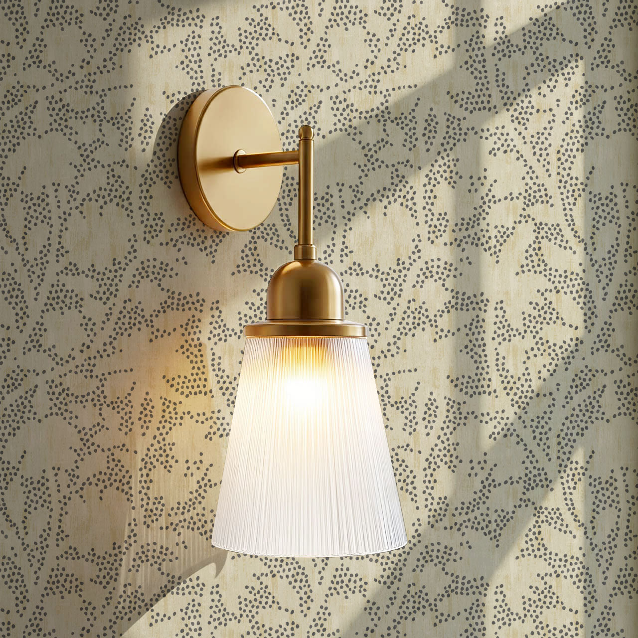 Jazmin Dotted Florals Neutral Gray Wallpaper