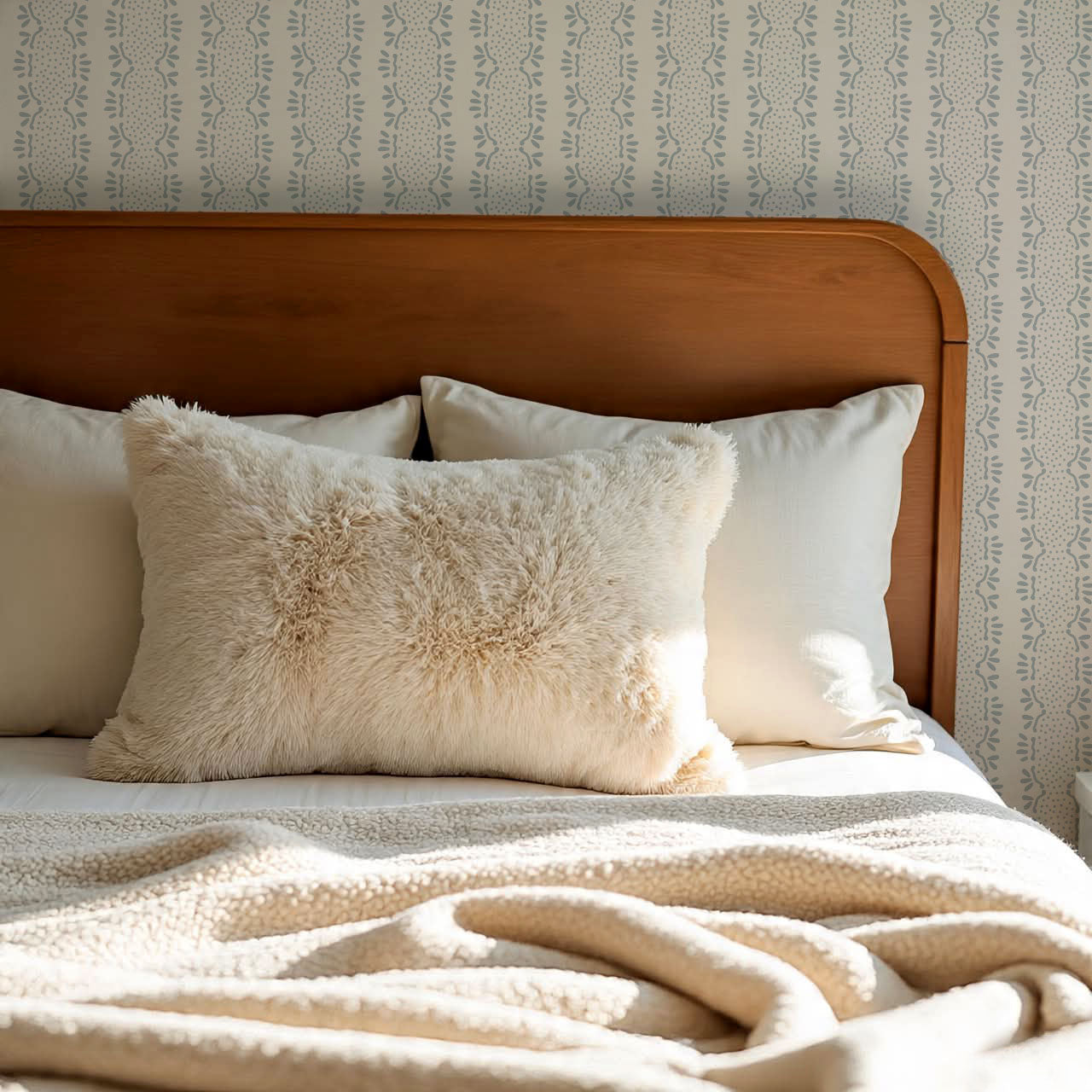 Jeanne Prickly Pear French Blue Wallpaper