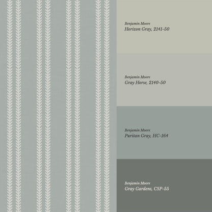 Jenna Leaf Stripe Gray Wallpaper