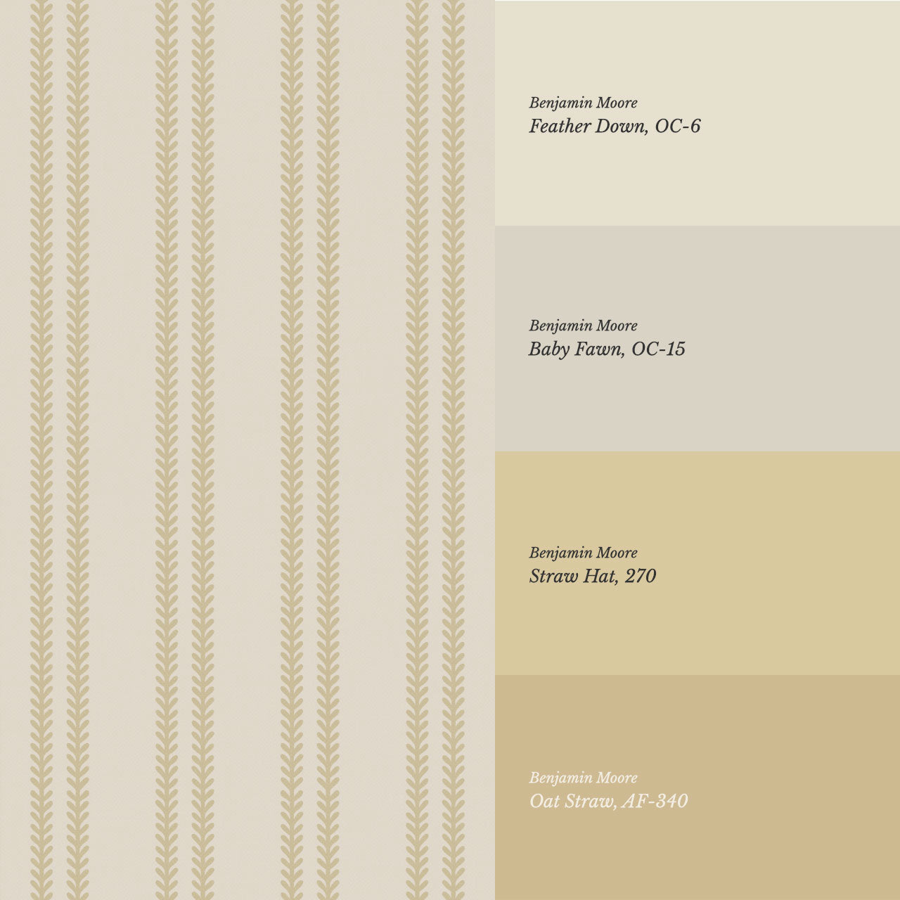 Jenna Leaf Stripe Straw Wallpaper