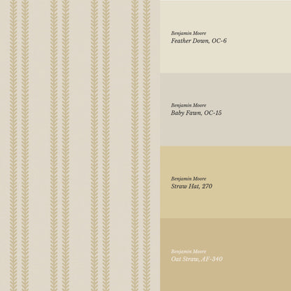 Jenna Leaf Stripe Straw Wallpaper