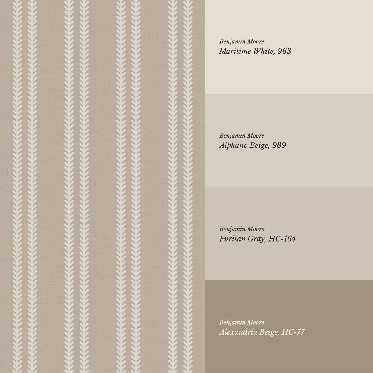 Jenna Leaf Stripe Sandstone Wallpaper