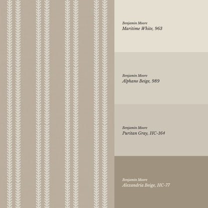Jenna Leaf Stripe Sandstone Wallpaper