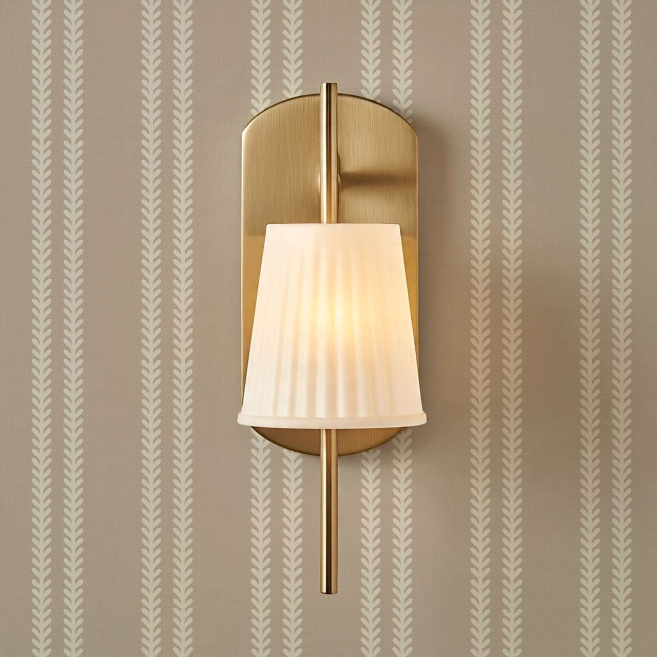 Jenna Leaf Stripe Sandstone Wallpaper