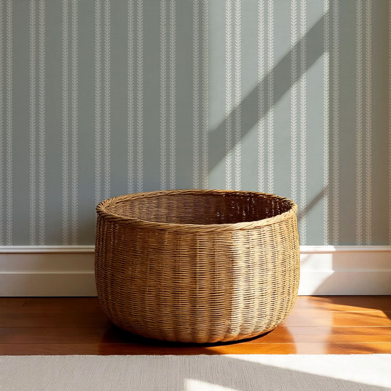 Jenna Leaf Stripe Gray Wallpaper