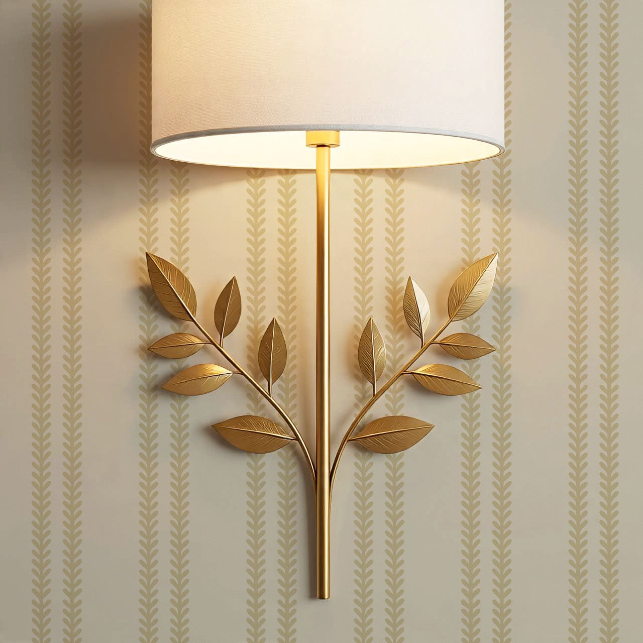 Jenna Leaf Stripe Straw Wallpaper